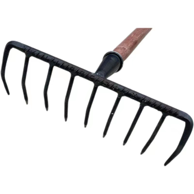 迅众 钉耙铁耙子农用九齿钉耙平地松土翻土木柄钢钉耙整地搂草树叶园林艺工具