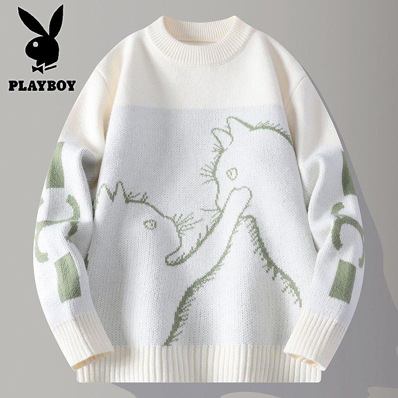 花花公子新款高品质[新款]2025年秋冬款圆领针织毛衣男