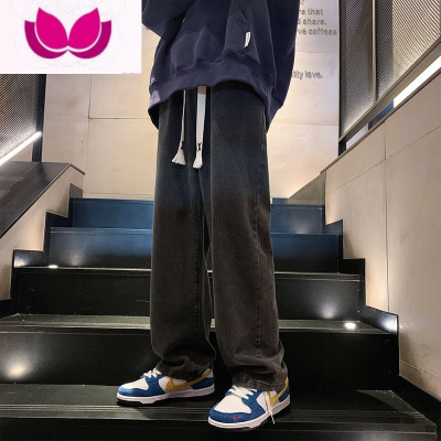 七斓美式复古牛仔裤男生款直筒宽松休闲长裤男士阔腿高街潮牌裤子