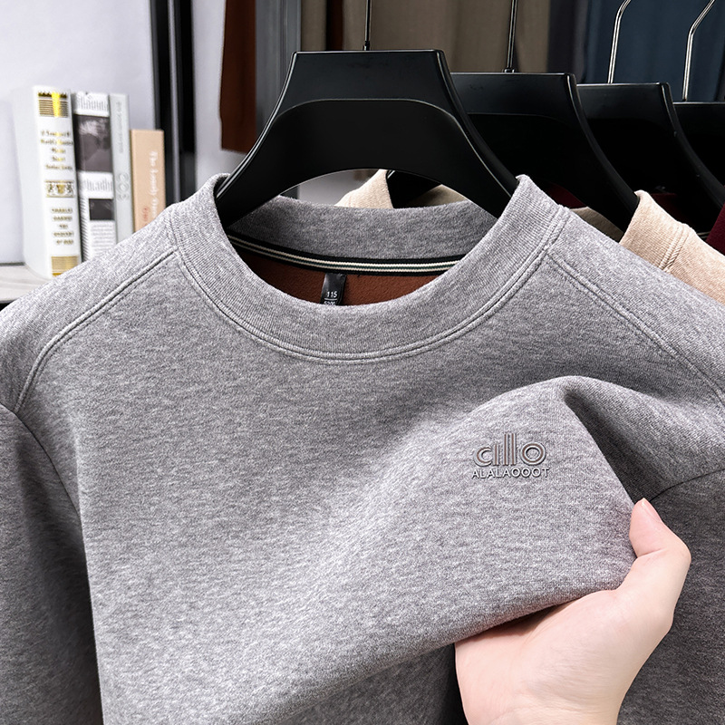 7A石墨烯加绒卫衣男秋冬季新款高品质圆领保暖男士打底衫