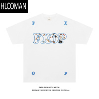 HLCOMAN国潮美式贴布小狗短袖t恤男夏季宽松ins潮牌情侣半袖上衣