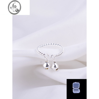 JiMi925银银铃铛戒指女2023年新款潮一步一响宫铃食指戒开口麻花指环