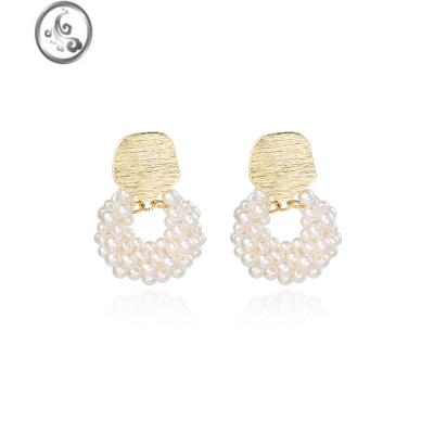 JiMi泡泡圈耳环2022年新款潮个性耳坠耳钉高级感仿珍珠女气质网红耳饰