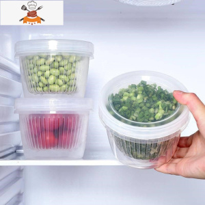冰箱葱花收纳盒葱姜蒜沥水保鲜盒密封厨房蔬菜塑料食品整理箱器 敬平 保鲜盒[3个装]大家都选它厨房收纳盒