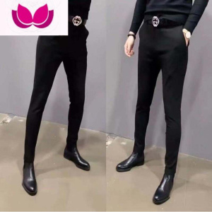 七斓修身弹力显瘦纯色直筒西装裤韩版潮流休闲长裤男士小脚裤西裤