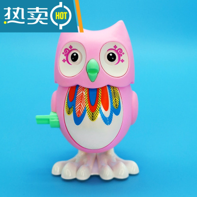 网红上弦发条卡通蹦跳猫头鹰玩具仿真动物婴幼儿童益智学爬1-3岁真智力猫头鹰一只颜色随机-