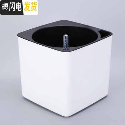 三维工匠正方形树脂白色创意多肉水仙懒人自动吸水塑料大花盆绿萝吊兰 白色特大号无需棉线 特大花盆容器