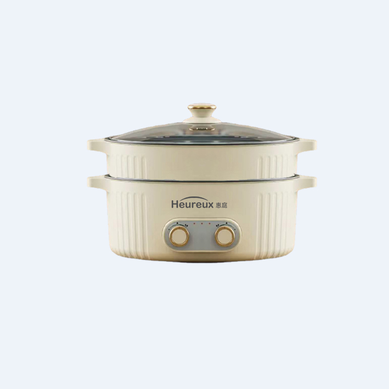 5L鸳鸯独立控温电火锅带蒸笼多功能家用大容量电煮锅上蒸下煮电鸳鸯锅