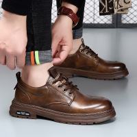 秋季男鞋真皮潮流英伦休闲皮鞋男韩版户外工装鞋男士百搭复古皮鞋