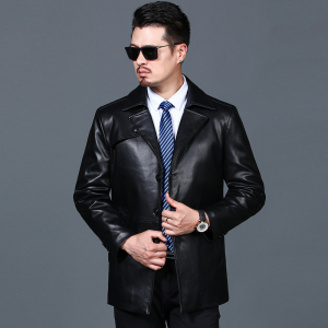 海宁山羊皮真皮西装专柜正品羊皮西服真皮皮衣男装春秋季真皮西装三粒扣真皮皮衣男式绵羊皮西服外套韩版修身男装皮衣