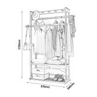 臻远ZY-YMJ-08落地衣帽架家用卧式挂衣架原木色870宽