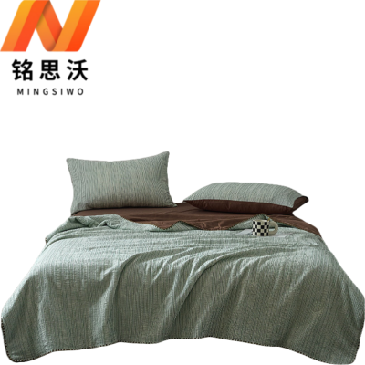 铭思沃三件套2.0*2.3m床 绿条纹 套