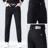 欧洲站轻奢潮牌黑色牛仔裤弹力修身小直筒裤潮流百搭商务休闲男士