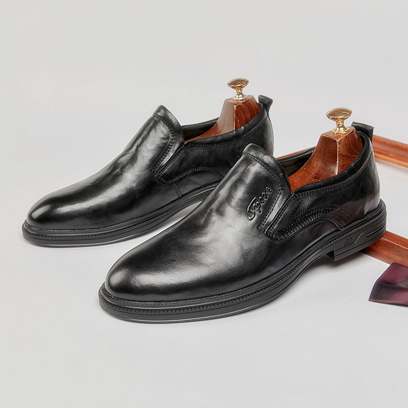 一脚蹬透气乐福鞋男皮鞋软底防滑英伦复古商务正装懒人休闲结婚鞋