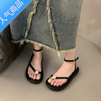 SUNTEK厚底夹趾凉鞋女2023年新款夏韩版简约珍珠温柔仙女风软底沙滩鞋