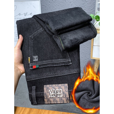 源头好男士加绒牛仔裤外穿潮流时尚长裤男百搭品质舒适裤男款