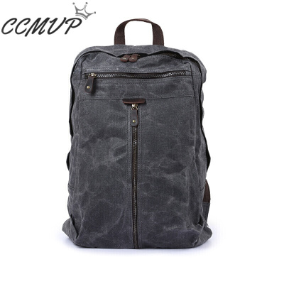 CCMVP品牌自营质量保证-CCMVP油腊帆布包复古双肩包疯马皮背包蜡染帆布防水背包创意款