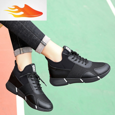 FISHBASKET运动鞋女2019新款女鞋红内增高冬季加绒黑色百搭棉鞋休闲旅游鞋休闲鞋