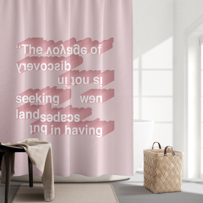 北欧风格浴帘ins浴室防水布粉色隔断帘套装免打孔卫生间淋浴洗澡