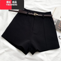 YIBUSHENG2024季新款时尚百搭高腰显瘦西装短裤休闲裤阔腿裤短裤配皮带女
