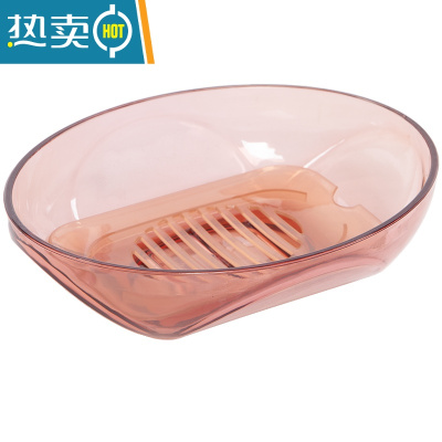 敬平大号肥皂盒家用卫生间沥水洗手台家居香皂盒创意卡通造型香皂架 透明红+咖