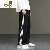 YANXU宽松薄款卫裤男士条纹三条杠男裤子直筒运动裤潮牌休闲长裤