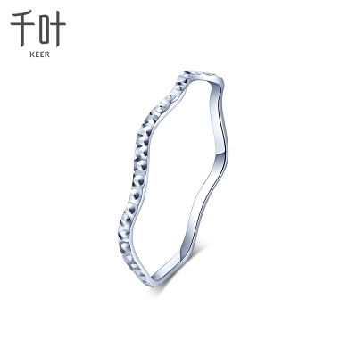 千叶珠宝首饰戒指素圈戒指彩金玫瑰金白金18K金浮动18k金戒指/白色/12号