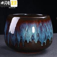 三维工匠建盏窑变功夫茶具套装陶瓷家用茶杯泡茶均窑复古日式简约中式茶壶 茶渣缸-流沙金