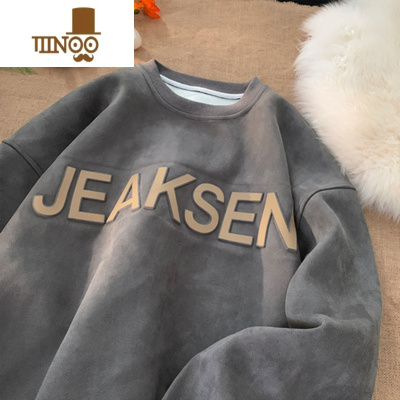 YANXU美式cityboy打底卫衣男无帽长袖t恤硬挺情侣潮牌外套