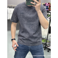 痞帅男士短袖夏季新款半袖个性扎染刺绣字母T恤潮牌修身体恤上衣