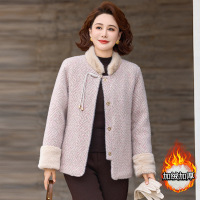 时尚女装妈妈外套女洋气中老年人宽松衣服加绒加厚冬季保暖仿貂毛