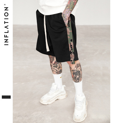 【硬汉风格】2018春夏新款潮牌军事风迷彩织带男式系绳宽松休闲短裤