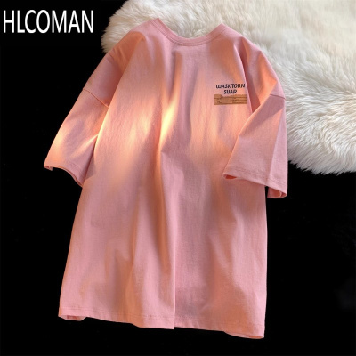 HLCOMAN美式复古小领口短袖T恤男三本针300g高克5分袖夏