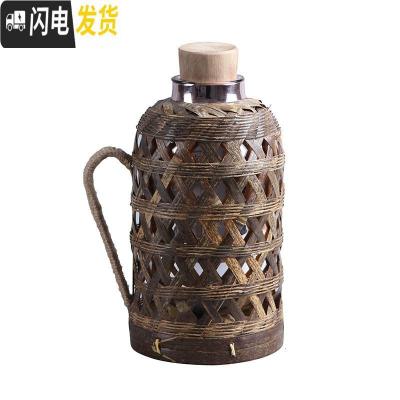 三维工匠竹编热水壶家用老式暖水壶玻璃内胆复古开水壶茶室保温瓶竹编暖壶 竹青2.0金星白胆+竹编盖