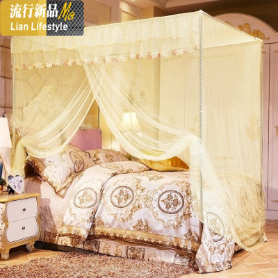 蚊帐家用简约四方型1.5m床纹账加厚含支架2019新款网红单人床防摔 三维工匠