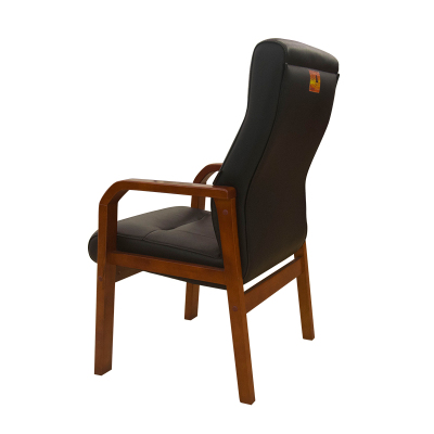 鸿业盛大FSD-335办公家具办公椅家用椅子座椅会议椅洽谈椅实木架皮办公椅电脑椅领导椅子黑色西皮