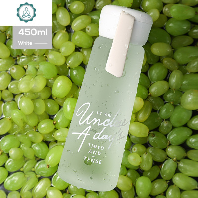 夏天可爱清新森系塑料水杯子便携简约少女ins男学生防摔磨砂水瓶封后