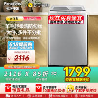 松下(Panasonic)大海象12公斤超大容量全自动波轮洗衣机抗菌除螨一键操作毛毯浸泡洗轻柔洗 XQB120-K2M1