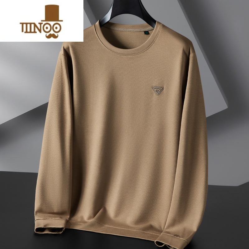 YANXU男士秋季套头卫衣胖人宽松休闲打底衫加肥加大码圆领长袖T恤上衣