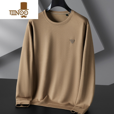 YANXU男士秋季套头卫衣胖人宽松休闲打底衫加肥加大码圆领长袖T恤上衣