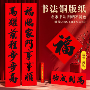 家用对联新年福字春联传统书法黑字红底大门装饰门贴过年新年新春装饰3759Z
