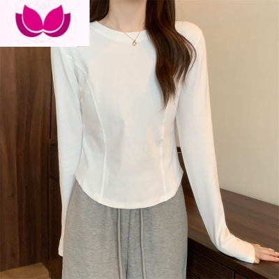 七斓2022早秋新款打底衫女修身辣妹设计感小众长袖T恤女秋季白色上衣