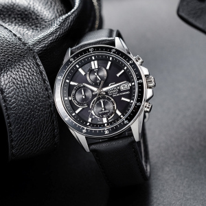 卡西欧旗舰店手表男正品Edifice限量商务休闲黑暗之心蓝宝石镜面皮/钢带日韩石英表 男 男士表EFS-S510