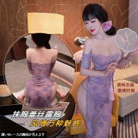 长夜漫漫情趣内衣蕾丝紫色连衣裙纯欲睡衣qqny旗袍套装辣妹装1823