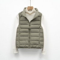 寒冬思羽新款女式90绒纯色女装立领马甲无缝羽绒服背心大码外套