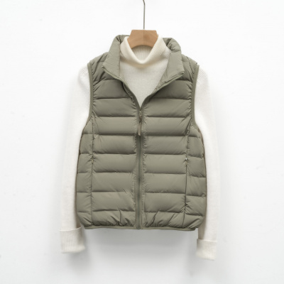 寒冬思羽新款女式90绒纯色女装立领马甲无缝羽绒服背心大码外套