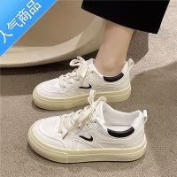 SUNTEK小众复古板鞋子女ins潮2023夏春新款港风chic百搭休闲帆布小白鞋