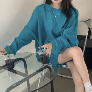 米尼绒棉质卫衣女秋装新款韩版纯色无帽薄款外套ins潮宽松上衣服