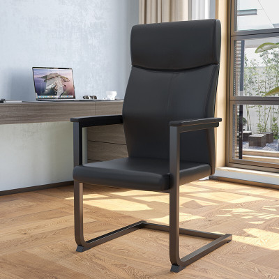 域赢办公椅电脑椅职员椅会议老板椅 洽谈会客椅班前椅皮质弓形椅