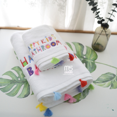 ins风高颜值纯棉浴巾毛巾面巾情侣套巾全棉刺绣吸水方巾洗脸帕子